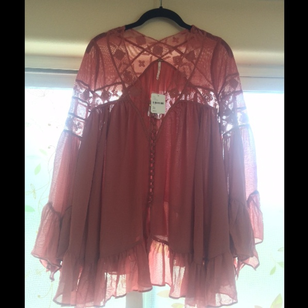Free People Coral Blouse
