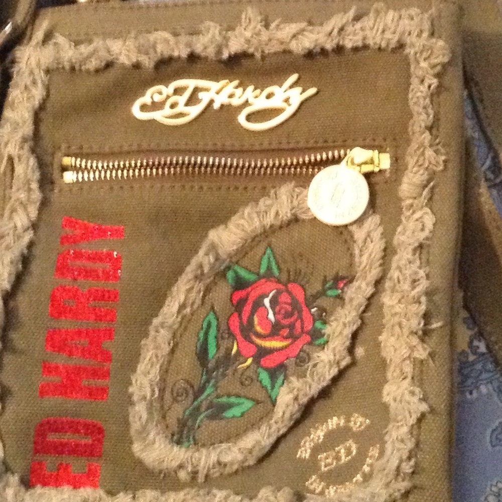 Ed Hardy army Green cross body bag