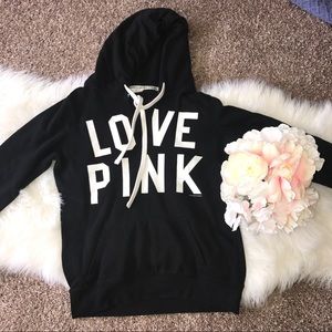 🌺 PINK Victoria's Secret HOODIE sweatshirt black
