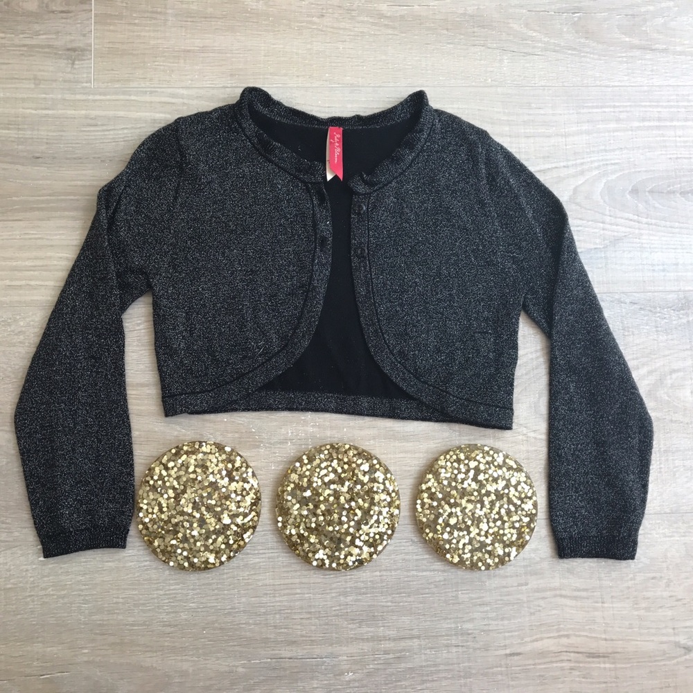Ruby & Bloom girls sparkle bolero crop cardigan