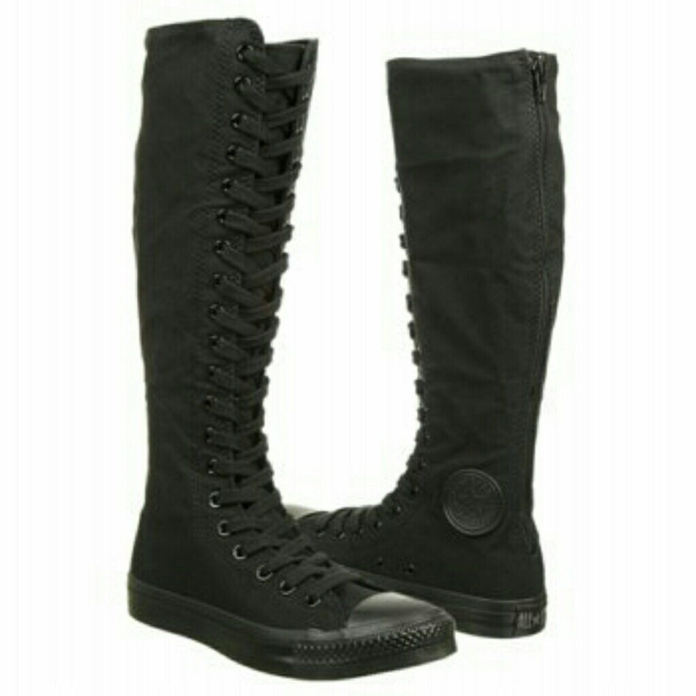 All Black Knee High Converse