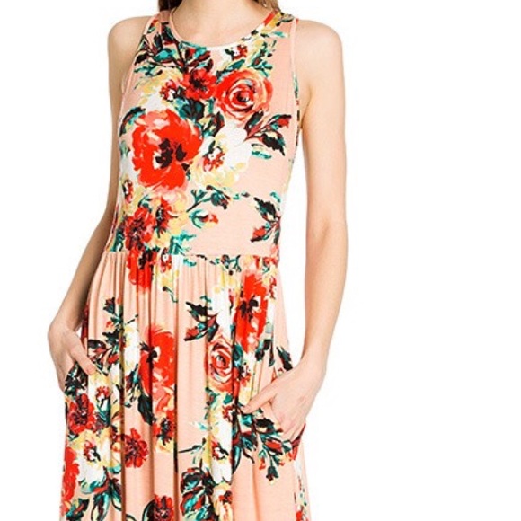 FLASH SALE PEACH FLORAL MAXI - Picture 4 of 5