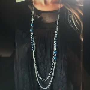 Omg navy blue and silver necklace