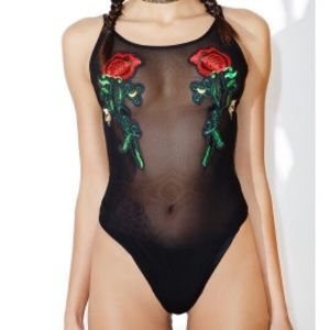 Dolls Kill Sweet Roses Sheer Bodysuit 🌹
