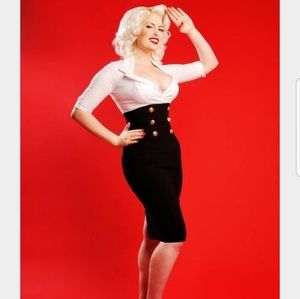 NWT Pinupgirl Military Secretary dress in black