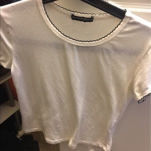 Brandy Melville White Embroidery Tee