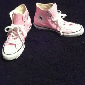 Never worn pink converse high tops