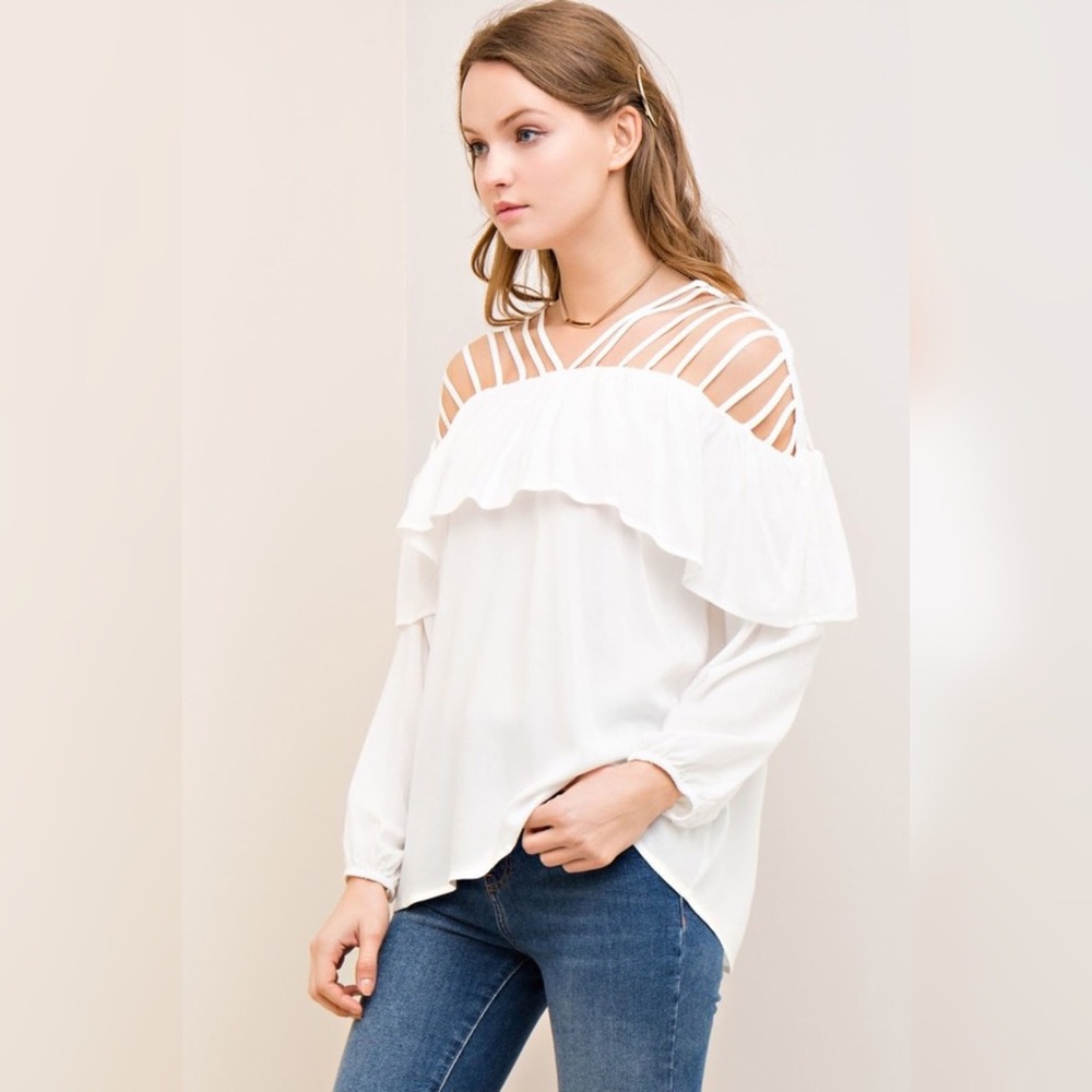 FLASH SALE!!! Strappy Ruffled Top - Picture 2 of 5