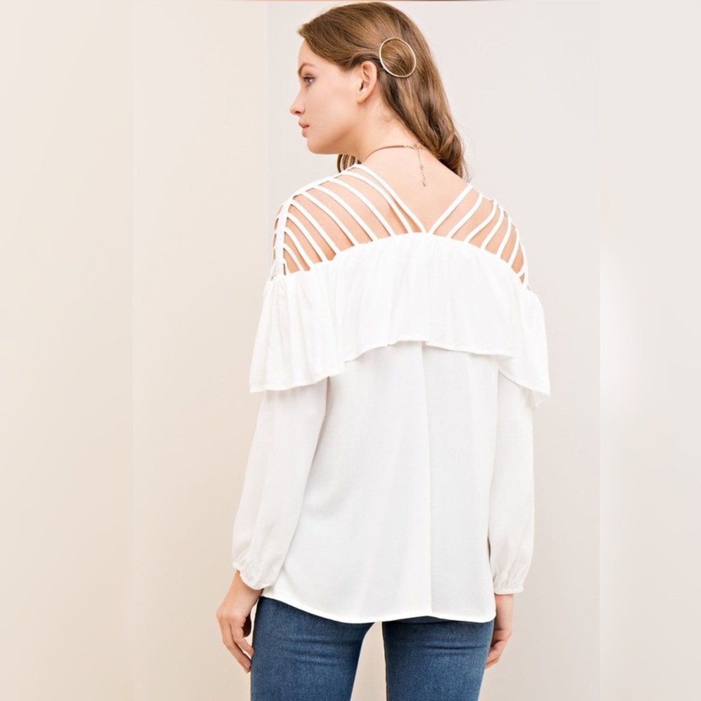 FLASH SALE!!! Strappy Ruffled Top - Picture 3 of 5