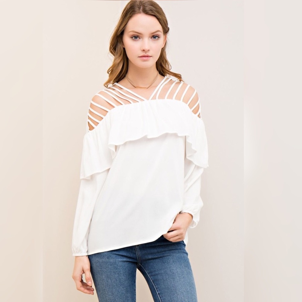 FLASH SALE!!! Strappy Ruffled Top - Picture 4 of 5