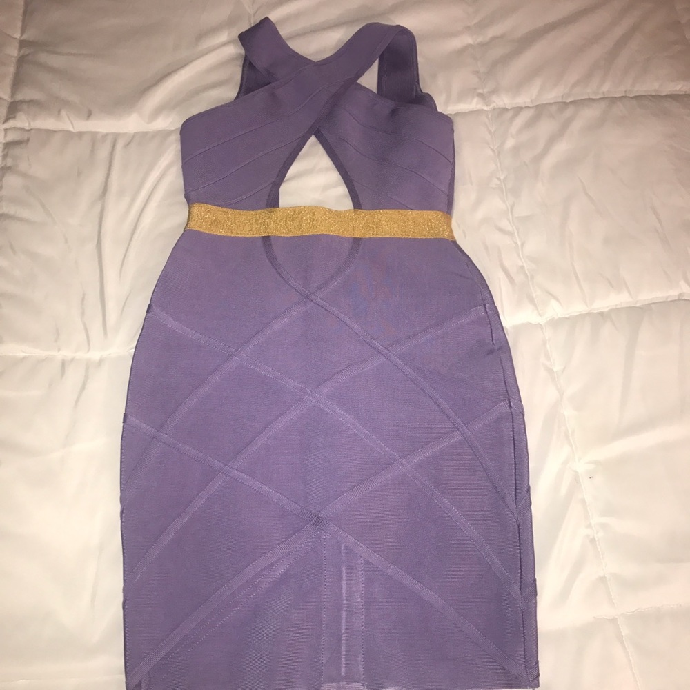 Lavender cross front open back bandage dress