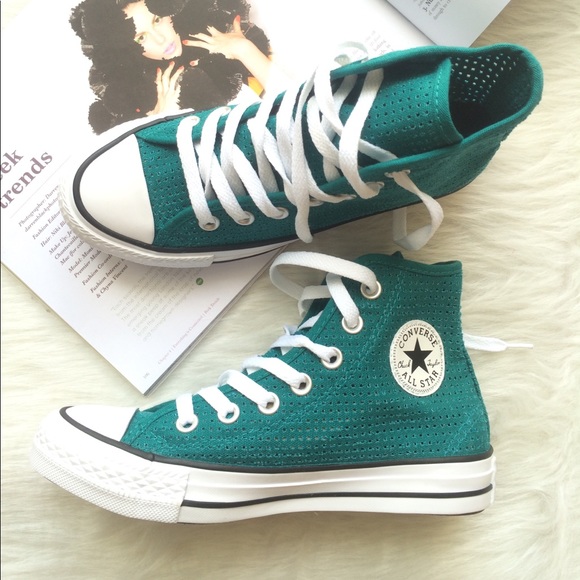 teal high top converse
