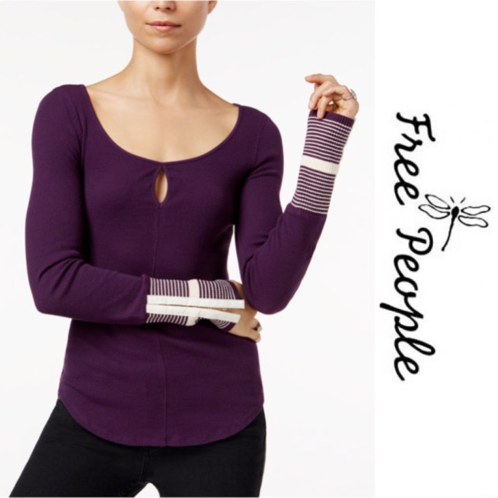 Free People Mod Striped-Cuff Top - Picture 5 of 6