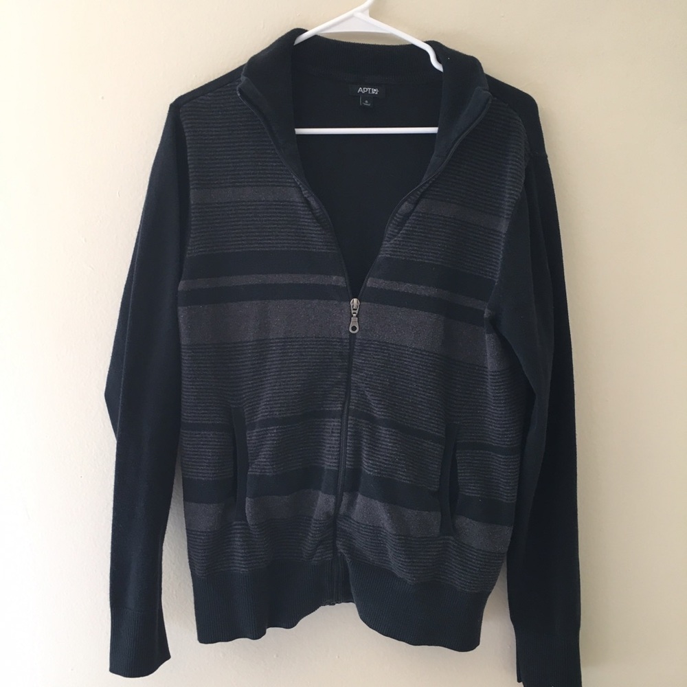 Black, front striped sweater