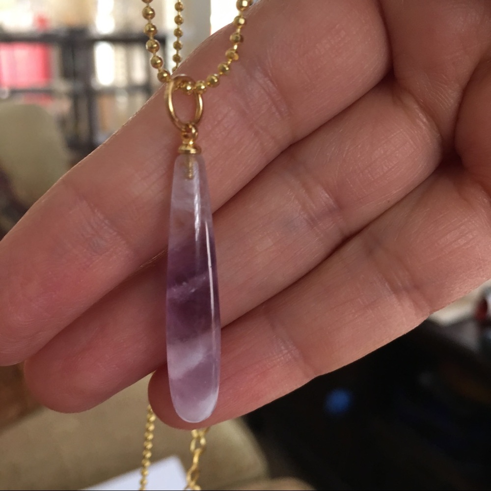 Amethyst gold drop pendant