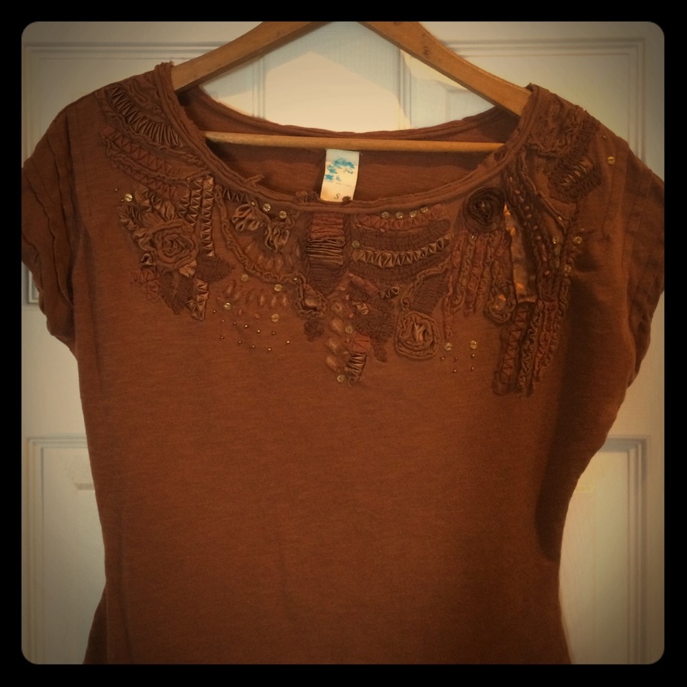Anthropologie rust colored shirt