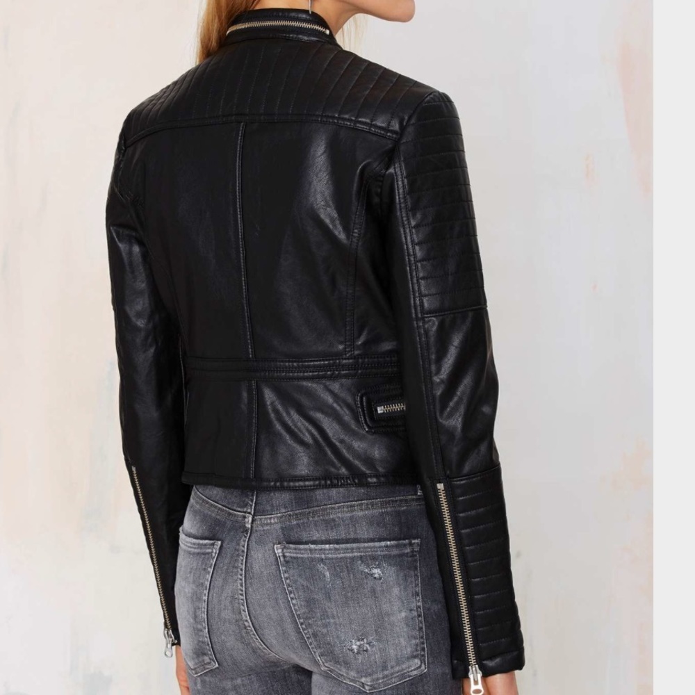 Nasty Gal Ride Out Vegan Leather Moto Jacket - Picture 4 of 8