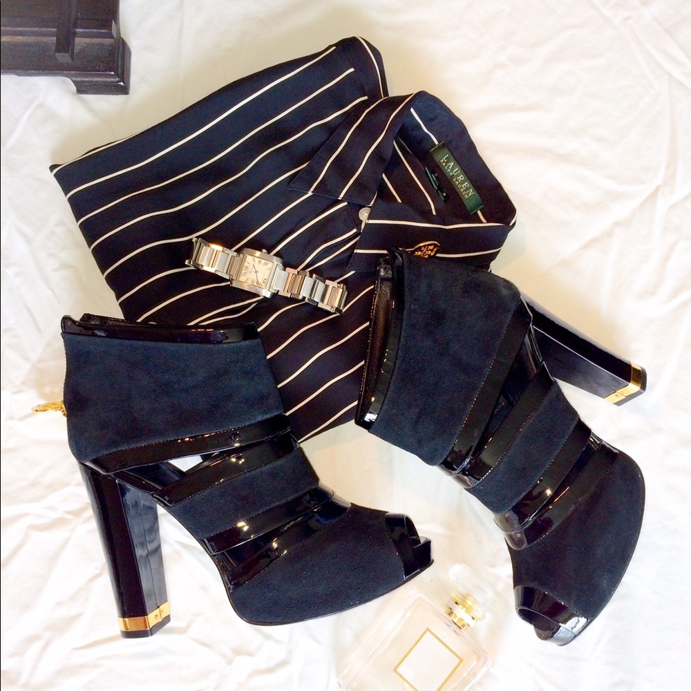 Tory Burch Suede and Patent Leather Ankle Boots