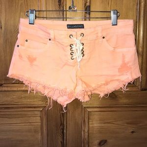 Billabong Colored Jean Shorts - Lace Up Tie