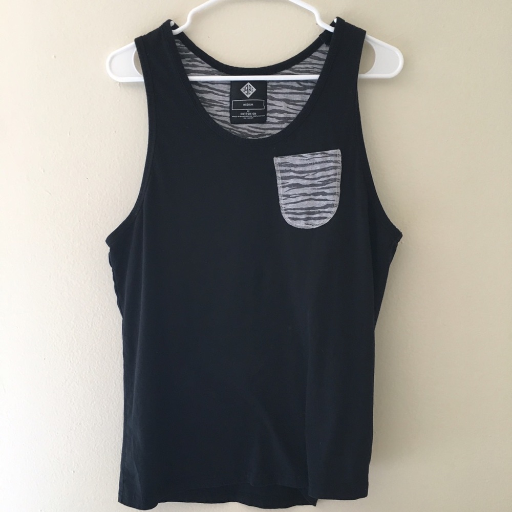 Black ZEBRA printed pocket TANK top