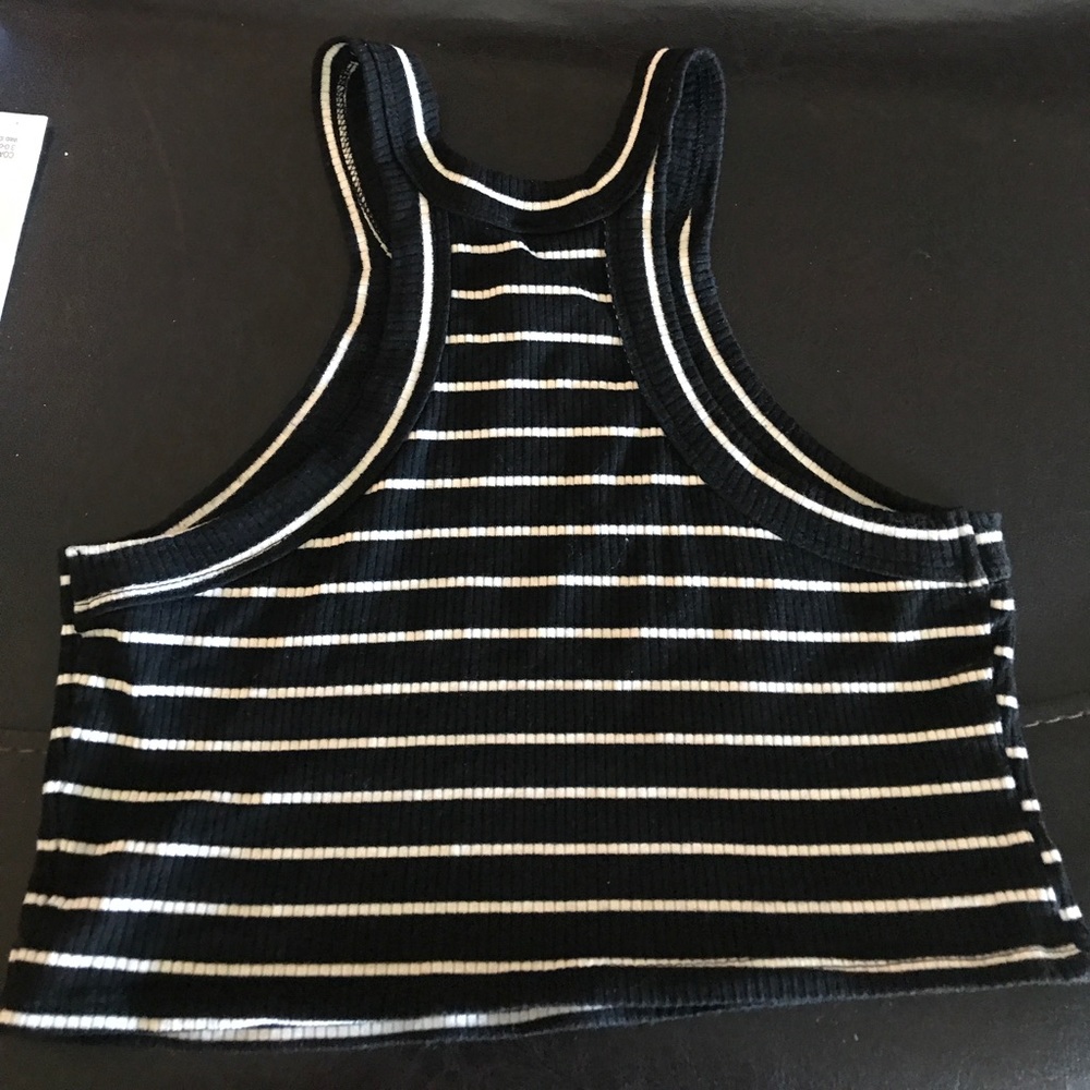 Cute high neck, black and white striped crop top! - Picture 2 of 3