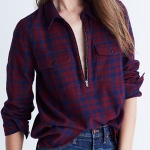 NWT Madewell McKinney plaid zip up shirt