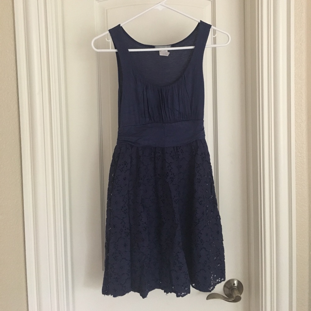 Navy spandex lace/floral dress from Delias