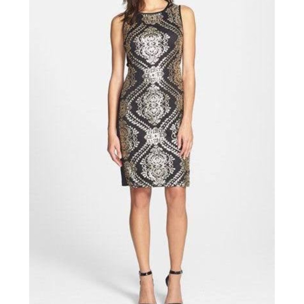 NWT Donna Ricco gold and black dress