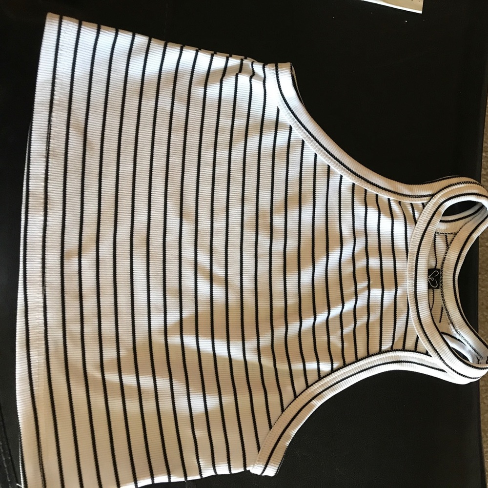 White crop top with black stripes