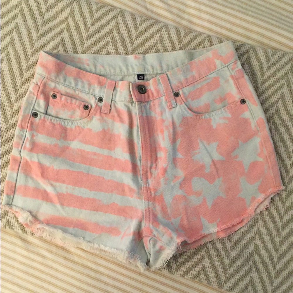 LF American flag denim shorts