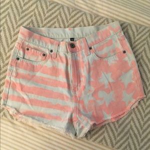 LF American flag denim shorts