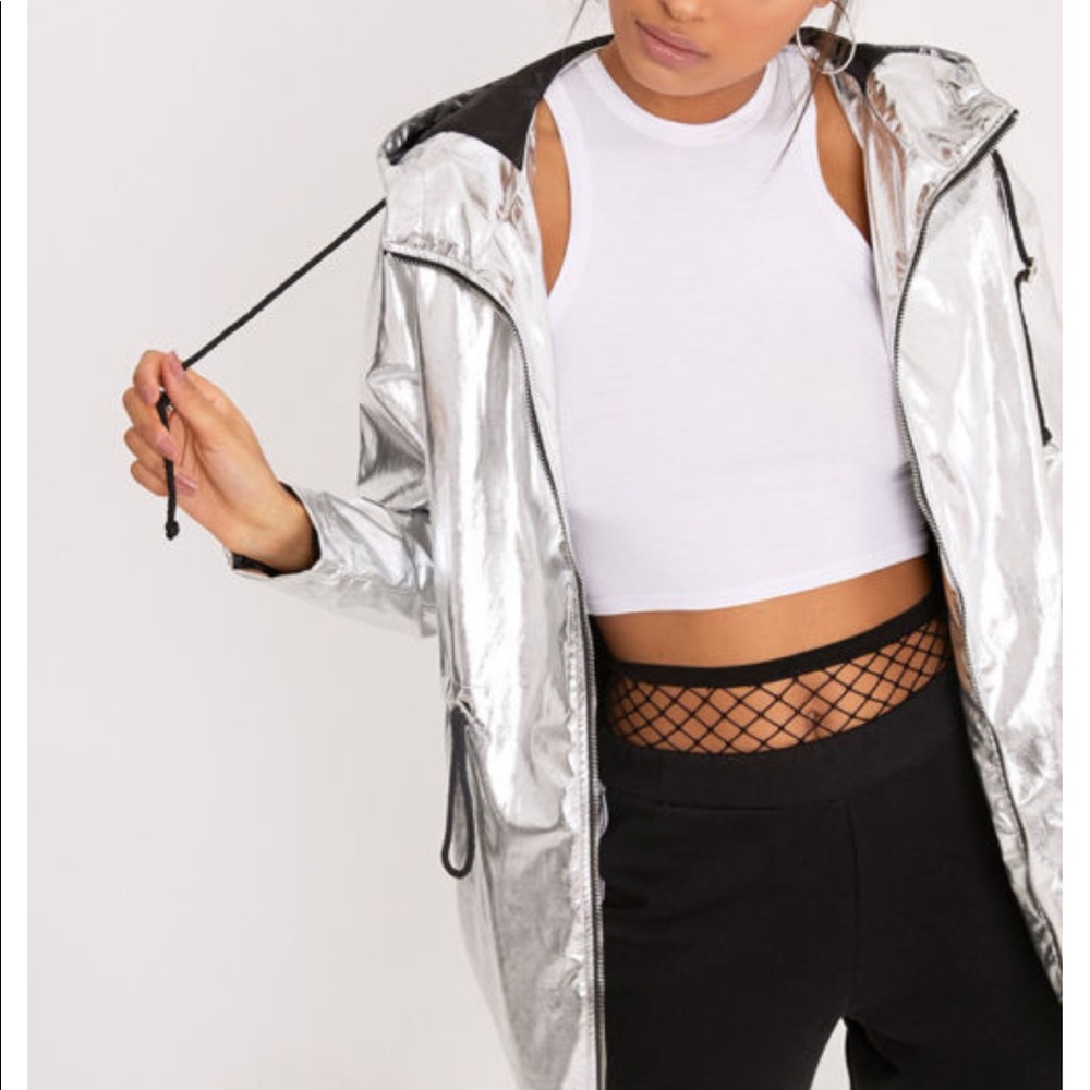 Pretty Little Thing Jenny Silver Metallic Jacket