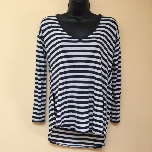 MADEWELL Anthem Long Sleeve V Neck Tee in Stripe - Picture 2 of 8