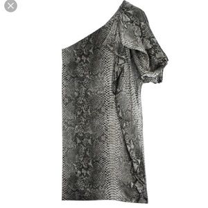 stella mccartney one shoulder snakeskin dress