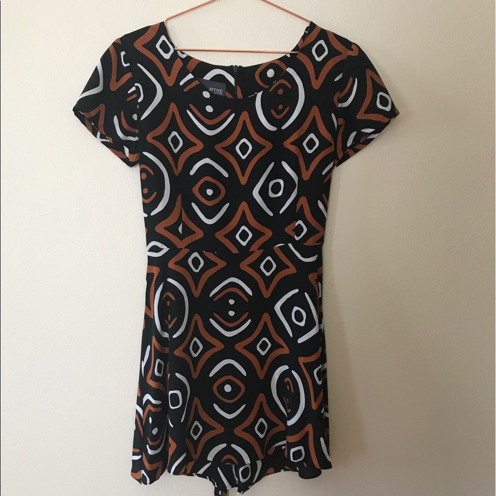 MYNE - silk geometric tribal print - skater dress