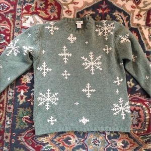 Eddie Bauer vintage green snowflake sweater wool