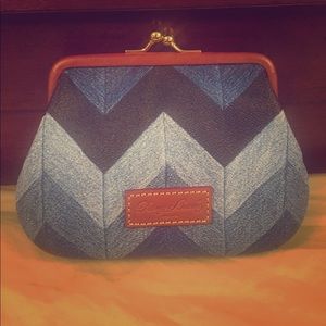 Dooney & Bourke Kisslock Clutch in Denim Chevron