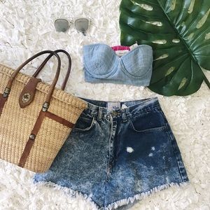 Denim Bustier Style Bra Top NWT