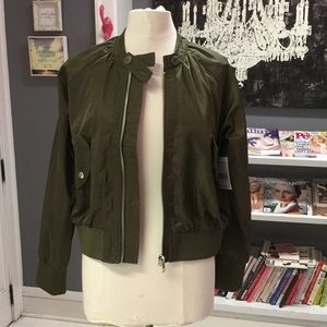 Free People Olive green bomber jacket