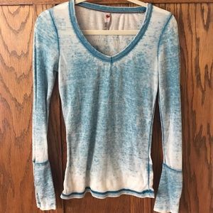 Blue Distressed Long Sleeve Tee