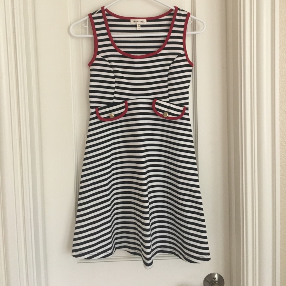 Striped Monteau dress with Gold Buttons!