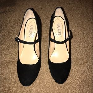 Guess Black Suede Mary Jane pumps