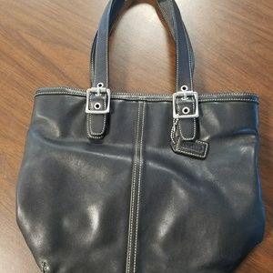 Authentic black leather Coach Bag