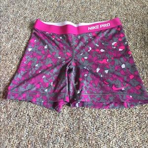 Grey and Pink Nike Pro Shorts