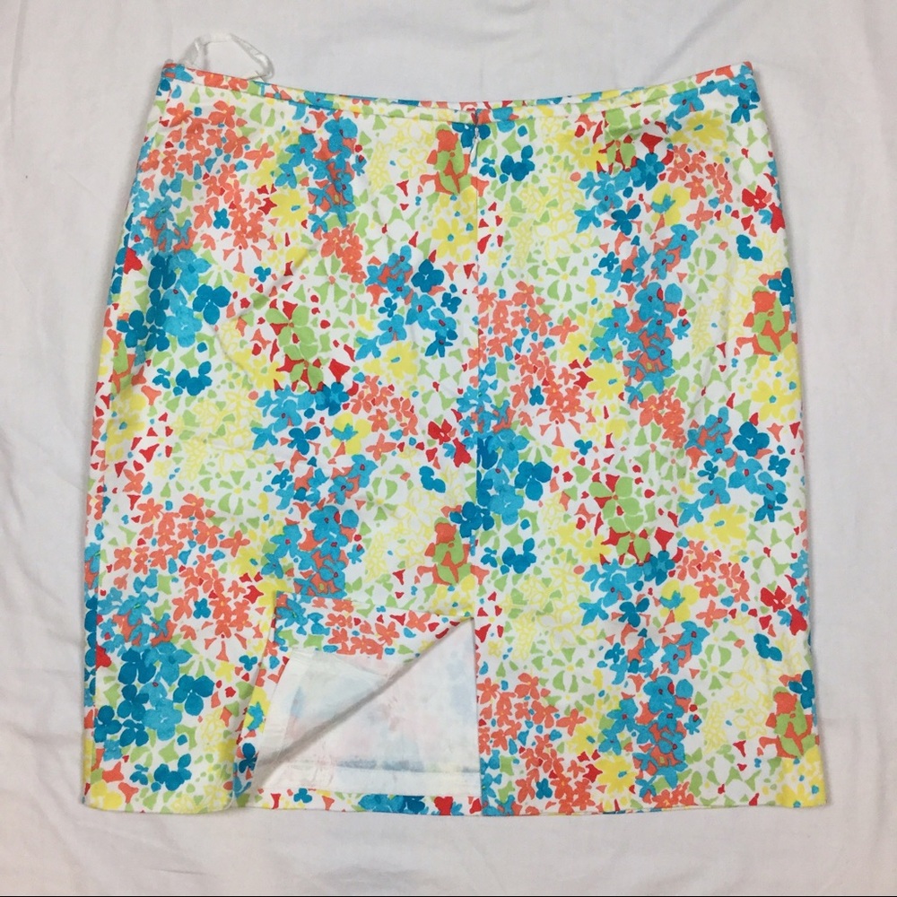 NWT Tahari blue orange floral skirt size 16 petite