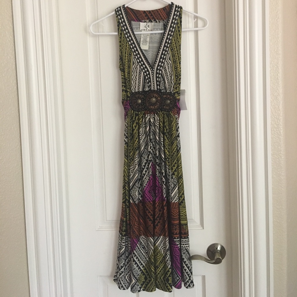 Brand new tribal ICE dress with wooden belt work!