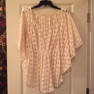 Anthropologie off white flutter sleeve top