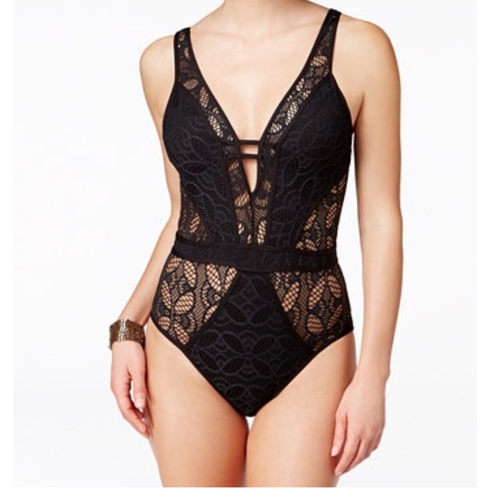 Color Play Illusion-lace One peice swimsuit