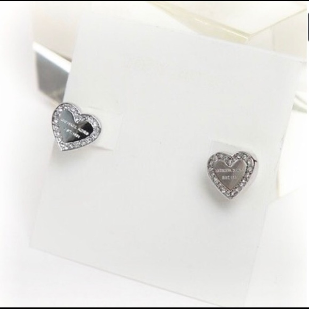 Brand New ~ Micheal Kors Silver Heart Earrings