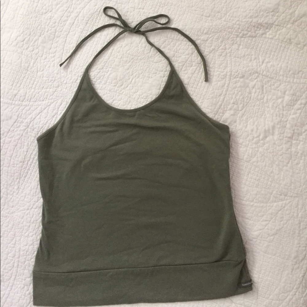 American Eagle Khaki Green Halter Top